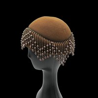 Mid Century, Beaded Hat or Cap, Gatsby Look, Graduated Hanging Beadwork, Beaded Flapper Hat, Cloche Hat, Rich Copper Wool