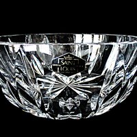 St Louis Crystal Bowl, France, Large 8.75 Diameter, Highly Reflective, Centerpiece, Original Sticker, Wedding Gift, Excellent Condition