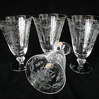 Fostoria Romance Tumblers, Set of 4, Etched Crystal Stemware, Replacement Fostoria Romance, Excellent Condition