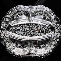 Cambridge Chantilly, Large Relish Dish, 5 Sectioned, Etched Crystal, Divided Platter, Excellent Condition, Wedding Gift