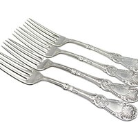 Rogers Silver Plate Flatware Tuxedo Pattern, Dinner Forks, Set of 4 OR Set of 5, Antique Late 1800s