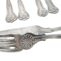 PM EPNS Silver Plate Flatware, Kings Pattern, 12pc Fish Serving Set, 6 Fish Knives, 6 Fish Forks, Philip Marks of Sheffield England