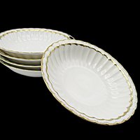 Wurttemberg Fruit or Dessert Bowls, White with Gold Accent Trims, Set of 5, Made in Germany