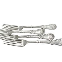Rogers Silver Plate Flatware Tuxedo Pattern, Dinner Forks, Set of 4 OR Set of 5, Antique Late 1800s
