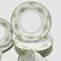 Noritake M Fine China, Replacement Pieces, Green and Gold, Pink Florals, Similar Elroy, Dinner and Salad Plates, Bowls, Cup and Saucer Sets