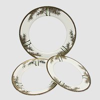 Tropical Bamboo Dinnerware, Gold Accents, Black, Green on White Background, Sets of Plates and Bowls, Your Choice, Japan