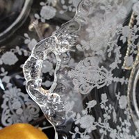 Cambridge Etched Platter and Bowl, Rose Point, Cheese and Cracker Plate, Serving Tray, AND Handled Bowl, Wedding or Bridal Shower