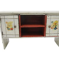 Doll Bed Headboard, Shelves Cubbies, Distressed Finish, Childs Designs, Wooden Doll Furniture, Small Buffet or Sideboard, 15 Inch by 9 Inch