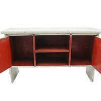 Doll Bed Headboard, Shelves Cubbies, Distressed Finish, Childs Designs, Wooden Doll Furniture, Small Buffet or Sideboard, 15 Inch by 9 Inch