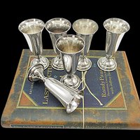 Sterling Silver, Cordials or Liquors, Set of 6, By Randahl, R14, Sterling Barware, Wedding or Anniversary Gift