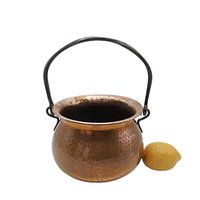 Hammered Copper Kettle with Handle, Planter or Display Piece, Rustic French Country Farmhouse Decor, Water Tight, 7 Inch Diameter