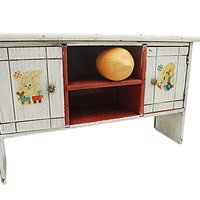 Doll Bed Headboard, Shelves Cubbies, Distressed Finish, Childs Designs, Wooden Doll Furniture, Small Buffet or Sideboard, 15 Inch by 9 Inch