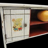 Doll Bed Headboard, Shelves Cubbies, Distressed Finish, Childs Designs, Wooden Doll Furniture, Small Buffet or Sideboard, 15 Inch by 9 Inch