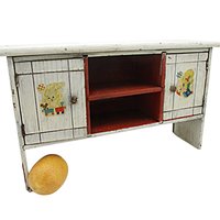 Doll Bed Headboard, Shelves Cubbies, Distressed Finish, Childs Designs, Wooden Doll Furniture, Small Buffet or Sideboard, 15 Inch by 9 Inch