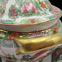 Antique Asian Tureen, Large, Lidded with Meat Platter, Geisha Design, Gold Handles, Soup Server, Beautiful, Late 1800s, Wedding Gift