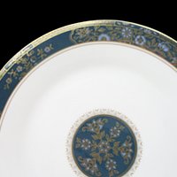 Royal Doulton Carlyle Bread Plates, Set of 4, Deep Teal with Gold and Blue Florals,  Excellent Condition