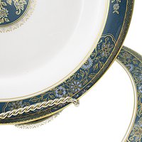 Royal Doulton Carlyle Bread Plates, Set of 4, Deep Teal with Gold and Blue Florals,  Excellent Condition