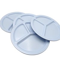 Set of 4, Texas Ware, Divided Plates, Quality Melamine, Light Blue, Grill Plates, Picnic or Summer Outdoor Dining, Dinner Plates