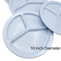 Set of 4, Texas Ware, Divided Plates, Quality Melamine, Light Blue, Grill Plates, Picnic or Summer Outdoor Dining, Dinner Plates