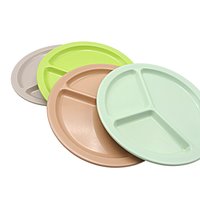Set of 4, Texas Ware, ABC Mfg, Divided Plates, Melamine, Green, Rose, Yellow, Lime Green, Grill Plates, Summer Outdoor Dining, Dinner Plates