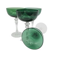 Tiffin Killarney Champagne Glasses, Green Coupes, Bridal or Toasting Glasses, Wedding Gift, Irish Wedding, 2 Sets Available