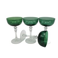 Tiffin Killarney Champagne Glasses, Green Coupes, Bridal or Toasting Glasses, Wedding Gift, Irish Wedding, 2 Sets Available