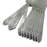 Royal Saxony Silver Plate 12 Place Settings, Plus 6 Serving Pieces, Total of 78 Pcs, 6pc Place Settings, Royal Saxony Flatware, 1930s