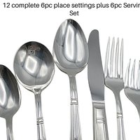 Royal Saxony Silver Plate 12 Place Settings, Plus 6 Serving Pieces, Total of 78 Pcs, 6pc Place Settings, Royal Saxony Flatware, 1930s