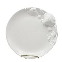 Seafood Plates, Set of 6, Beach or Tropical Decor, White, Deep Relief, Japan