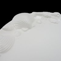 Seafood Plates, Set of 6, Beach or Tropical Decor, White, Deep Relief, Japan