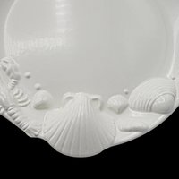 Seafood Plates, Set of 6, Beach or Tropical Decor, White, Deep Relief, Japan