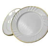 Fitz and Floyd, Orleans Blanc, Dinner Plates, Set of 4, White with Gold Trim, Scalloped Rims, Wedding Gift or Replacement Pieces, Exc Cond