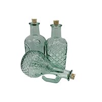 Heavy Green Decorative Bottles, with Corks, 8 Inches High, Deep Relief, Green Home Decor, Embossed Canada on Bottom