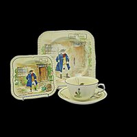 Charles Dickens Character Dish Set Tony Weller, 4pc Set, Luncheon and Dessert Plate, Cup and Saucer, by Alfred Meakin