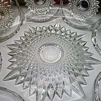 Heisey Fruit or Compote Bowl, 9 Inch Diameter, Ornate Starburst Design, Serving Bowl, Wonderful Condition