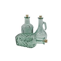 Heavy Green Decorative Bottles, with Corks, 8 Inches High, Deep Relief, Green Home Decor, Embossed Canada on Bottom