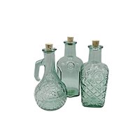 Heavy Green Decorative Bottles, with Corks, 8 Inches High, Deep Relief, Green Home Decor, Embossed Canada on Bottom
