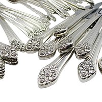 Rogers Plantation Flatware 60pc Set, Silver Plate, Includes 9pc Serving Set, Dinner Knives, Dinner and Salad Forks, Extra Teaspoons