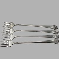 Rogers Plantation Cocktail or Seafood Forks, Silver Plate, Set of 4, Replacement Flatware or Silverware, Table Ready