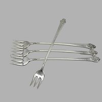 Rogers Plantation Cocktail or Seafood Forks, Silver Plate, Set of 4, Replacement Flatware or Silverware, Table Ready