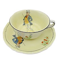 Charles Dickens Character Dish Set Mr Micawber, 4pc Set, Luncheon and Dessert Plate, Cup and Saucer, by Alfred Meakin