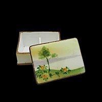 Nippon Trinket or Ring Box, Small Hand Painted Porcelain Jewelry Box, Engagement Ring Presentation Box