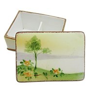 Nippon Trinket or Ring Box, Small Hand Painted Porcelain Jewelry Box, Engagement Ring Presentation Box