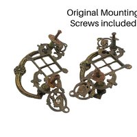 Antique Drawer Pulls Set of 2, Victorian 1920s, Marked Arco, Ornate, 3 Inch Mount, Original Mounting Hardware