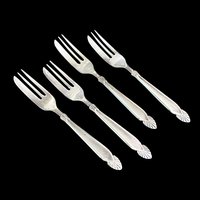 Pastry Forks Art Deco Design, Set of 4, Dessert or Pie Forks, Angora Silver Plate, Elegant Dining