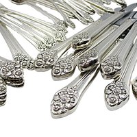 Rogers Plantation Flatware 60pc Set, Silver Plate, Includes 9pc Serving Set, Dinner Knives, Dinner and Salad Forks, Extra Teaspoons