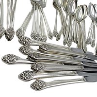 Rogers Plantation Flatware 60pc Set, Silver Plate, Includes 9pc Serving Set, Dinner Knives, Dinner and Salad Forks, Extra Teaspoons