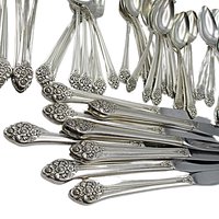 Rogers Plantation Flatware 60pc Set, Silver Plate, Includes 9pc Serving Set, Dinner Knives, Dinner and Salad Forks, Extra Teaspoons