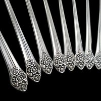 Rogers Plantation Iced Tea Spoons, Silver Plate, Set of 8, Replacement Flatware or Silverware, Table Ready