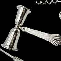Vintage Silver Plate Bar Tool Set, Double Jigger, Cocktail Spoon, Garnishment Knive, Cork Screw, Barware for Home Bartender